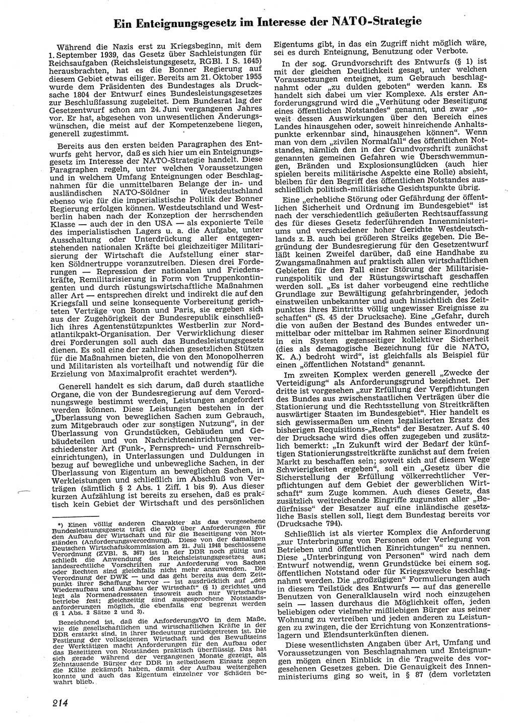 Neue Justiz (NJ), Zeitschrift für Recht und Rechtswissenschaft [Deutsche Demokratische Republik (DDR)], 10. Jahrgang 1956, Seite 214 (NJ DDR 1956, S. 214)