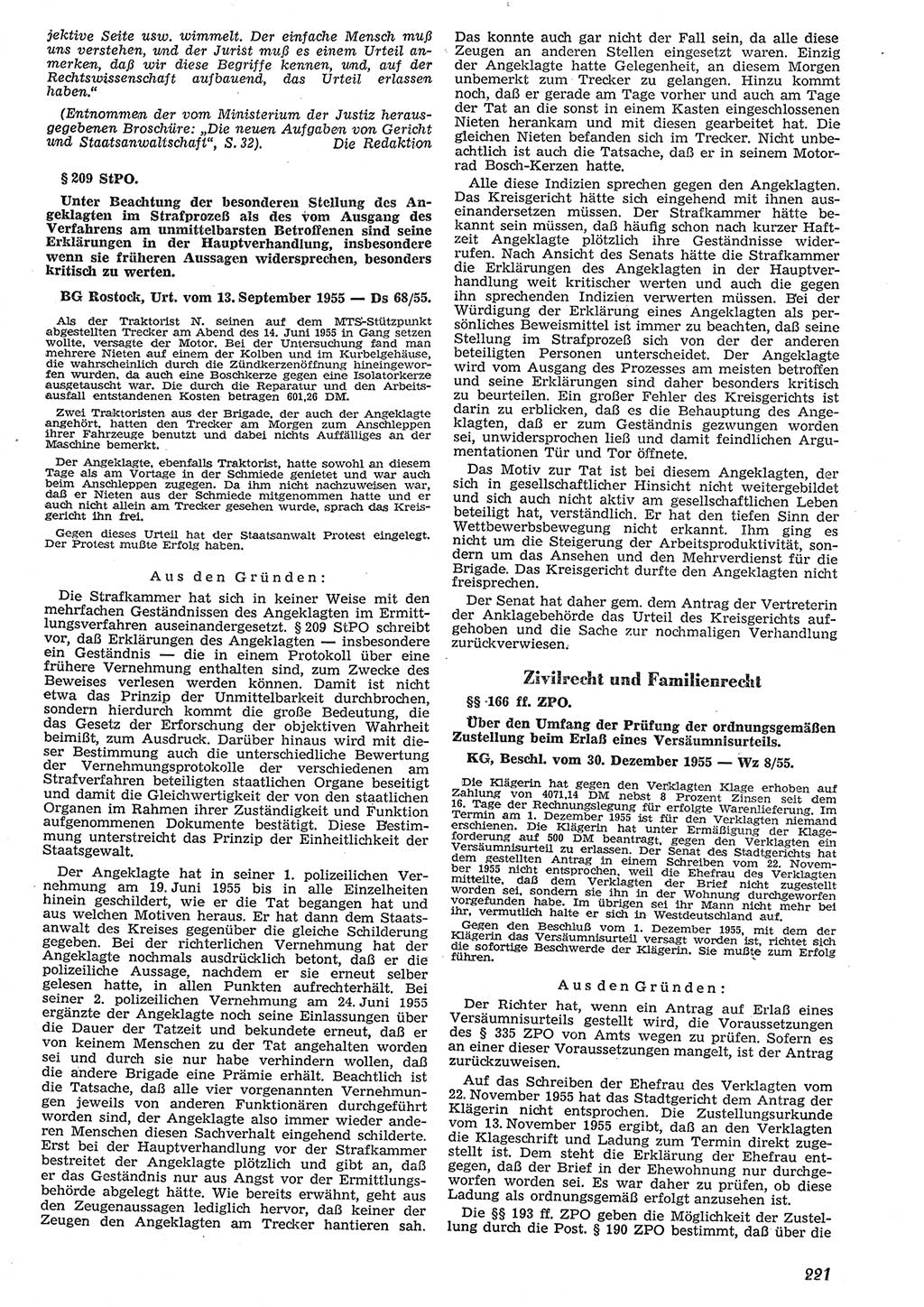 Neue Justiz (NJ), Zeitschrift für Recht und Rechtswissenschaft [Deutsche Demokratische Republik (DDR)], 10. Jahrgang 1956, Seite 221 (NJ DDR 1956, S. 221)