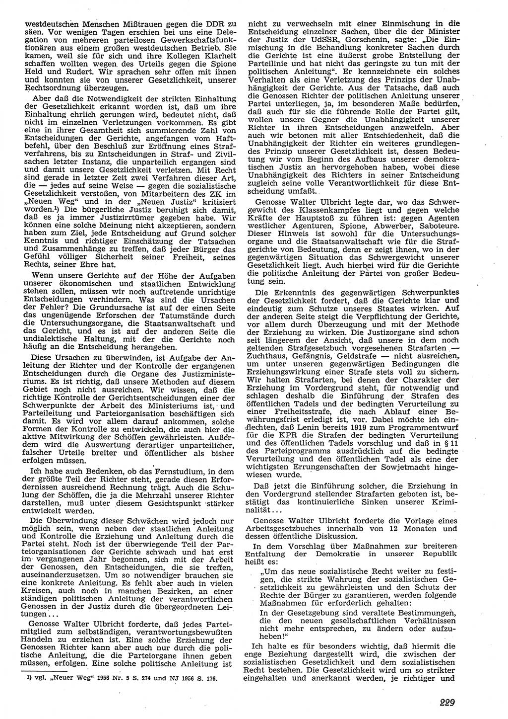 Neue Justiz (NJ), Zeitschrift für Recht und Rechtswissenschaft [Deutsche Demokratische Republik (DDR)], 10. Jahrgang 1956, Seite 229 (NJ DDR 1956, S. 229)