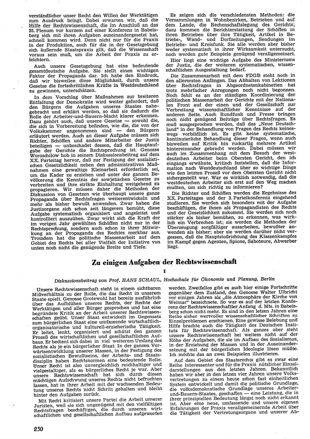 Neue Justiz (NJ), Zeitschrift für Recht und Rechtswissenschaft [Deutsche Demokratische Republik (DDR)], 10. Jahrgang 1956, Seite 230 (NJ DDR 1956, S. 230)