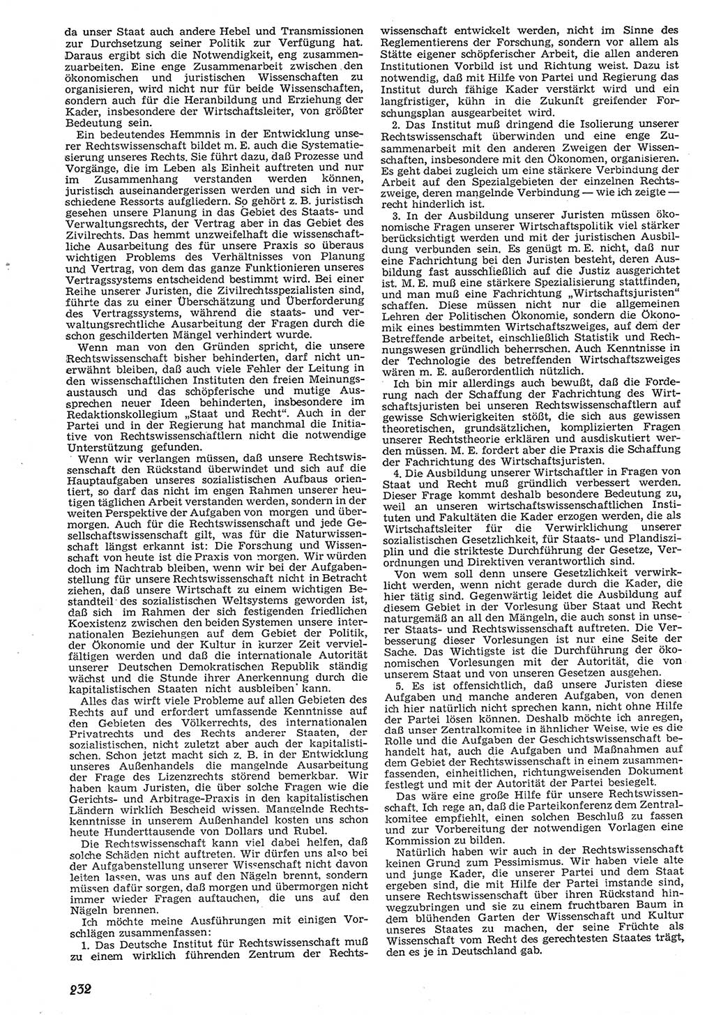 Neue Justiz (NJ), Zeitschrift für Recht und Rechtswissenschaft [Deutsche Demokratische Republik (DDR)], 10. Jahrgang 1956, Seite 232 (NJ DDR 1956, S. 232)