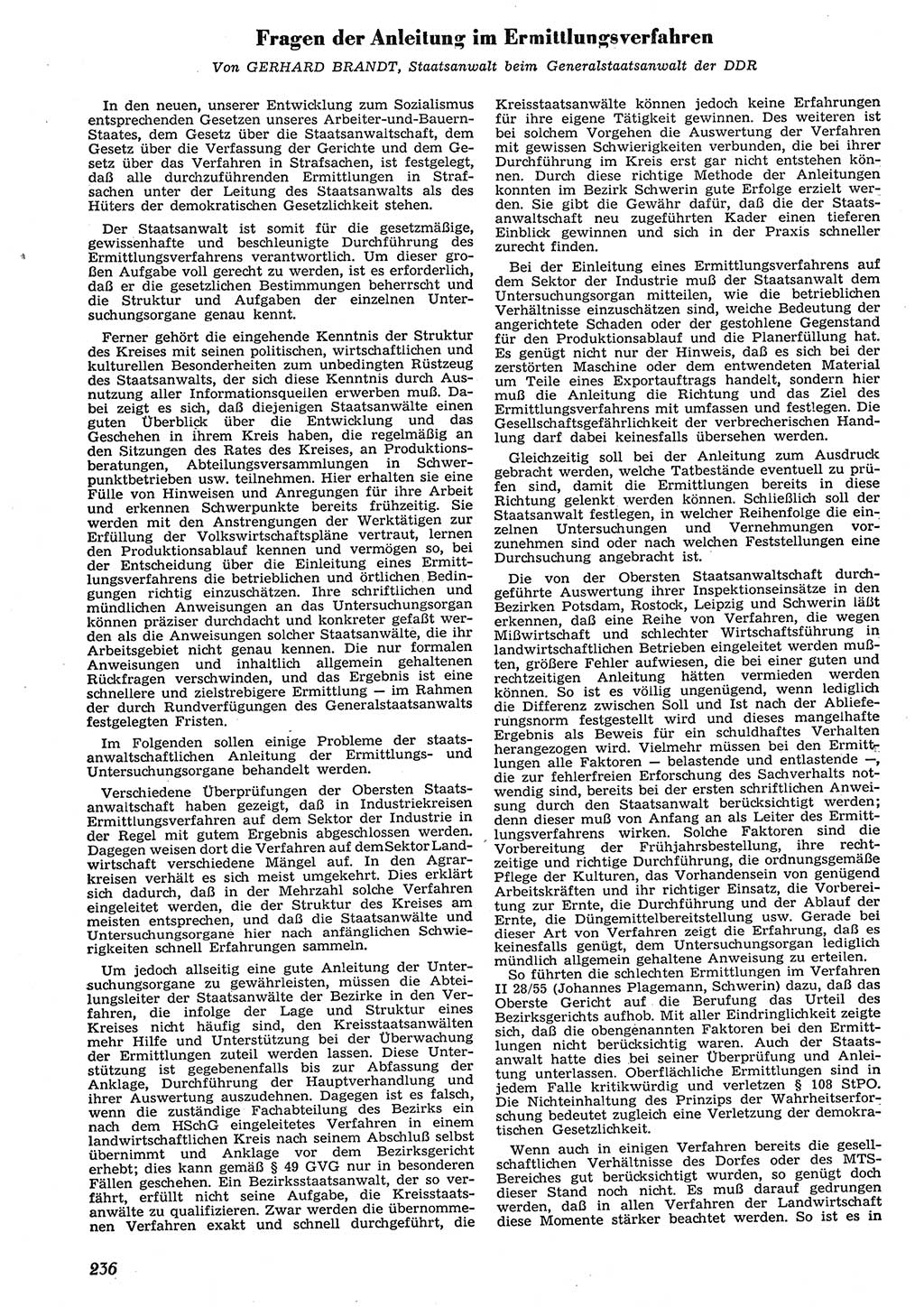 Neue Justiz (NJ), Zeitschrift für Recht und Rechtswissenschaft [Deutsche Demokratische Republik (DDR)], 10. Jahrgang 1956, Seite 236 (NJ DDR 1956, S. 236)