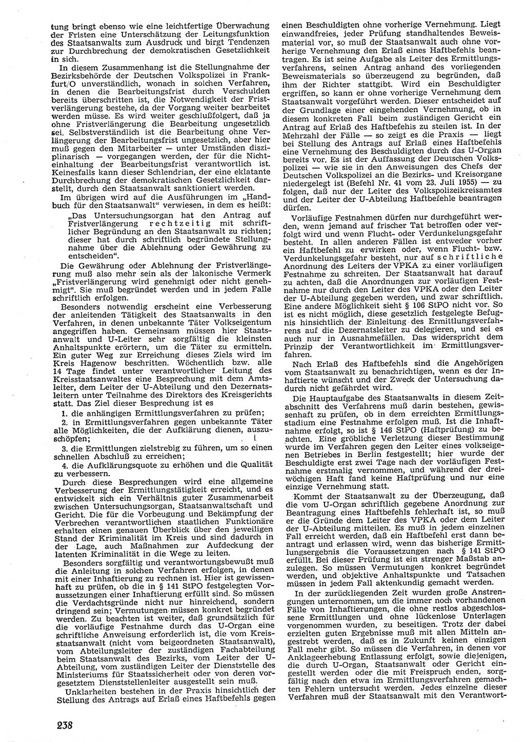 Neue Justiz (NJ), Zeitschrift für Recht und Rechtswissenschaft [Deutsche Demokratische Republik (DDR)], 10. Jahrgang 1956, Seite 238 (NJ DDR 1956, S. 238)