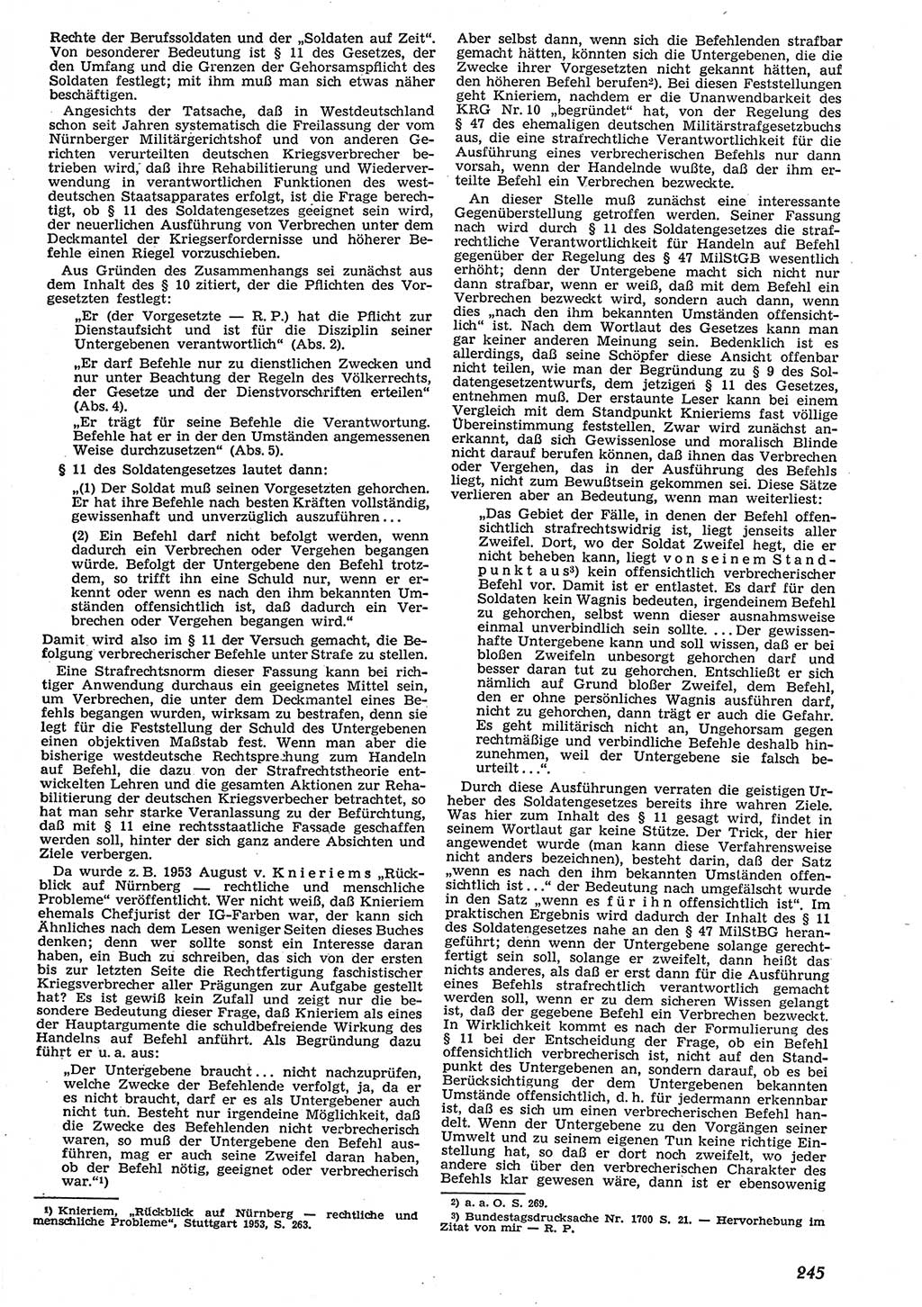 Neue Justiz (NJ), Zeitschrift für Recht und Rechtswissenschaft [Deutsche Demokratische Republik (DDR)], 10. Jahrgang 1956, Seite 245 (NJ DDR 1956, S. 245)