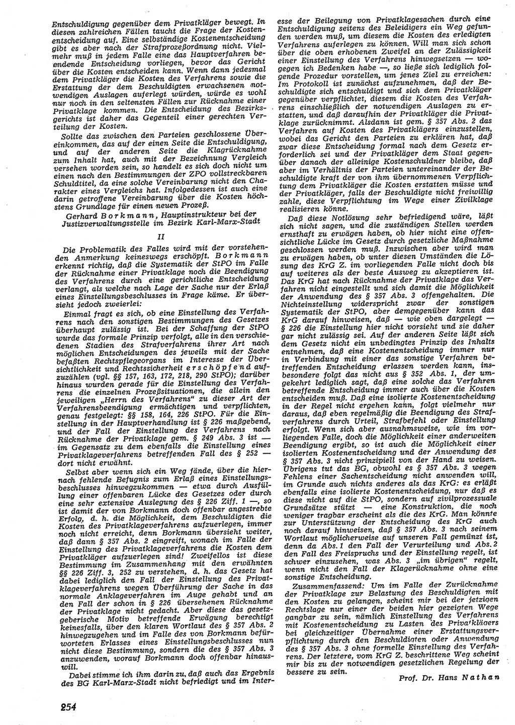 Neue Justiz (NJ), Zeitschrift für Recht und Rechtswissenschaft [Deutsche Demokratische Republik (DDR)], 10. Jahrgang 1956, Seite 254 (NJ DDR 1956, S. 254)