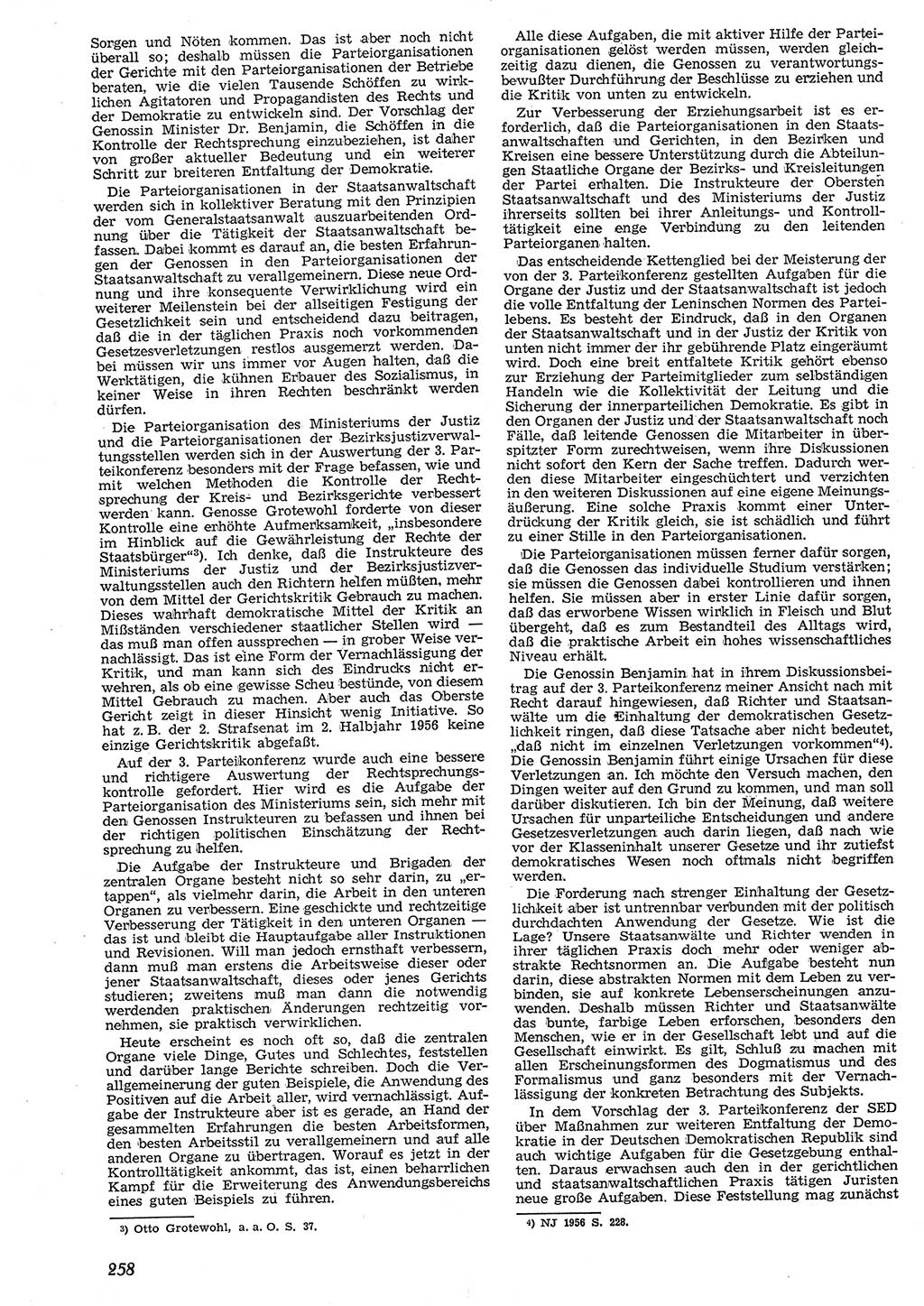 Neue Justiz (NJ), Zeitschrift für Recht und Rechtswissenschaft [Deutsche Demokratische Republik (DDR)], 10. Jahrgang 1956, Seite 258 (NJ DDR 1956, S. 258)