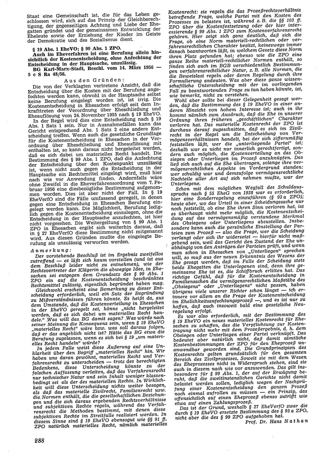 Neue Justiz (NJ), Zeitschrift für Recht und Rechtswissenschaft [Deutsche Demokratische Republik (DDR)], 10. Jahrgang 1956, Seite 288 (NJ DDR 1956, S. 288)