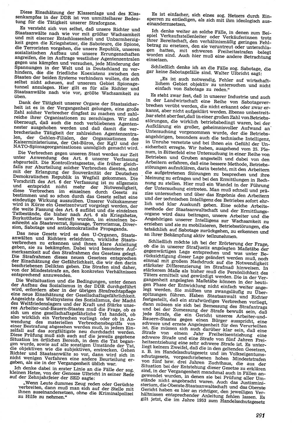 Neue Justiz (NJ), Zeitschrift für Recht und Rechtswissenschaft [Deutsche Demokratische Republik (DDR)], 10. Jahrgang 1956, Seite 291 (NJ DDR 1956, S. 291)