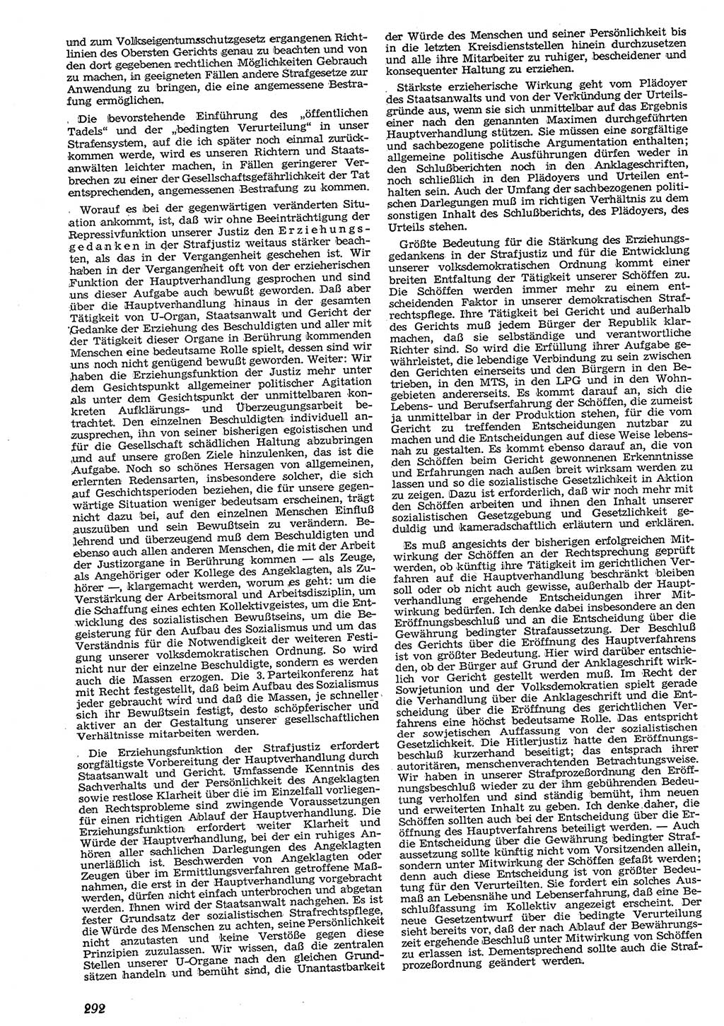 Neue Justiz (NJ), Zeitschrift für Recht und Rechtswissenschaft [Deutsche Demokratische Republik (DDR)], 10. Jahrgang 1956, Seite 292 (NJ DDR 1956, S. 292)