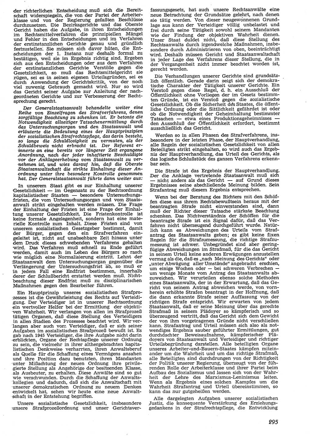 Neue Justiz (NJ), Zeitschrift für Recht und Rechtswissenschaft [Deutsche Demokratische Republik (DDR)], 10. Jahrgang 1956, Seite 295 (NJ DDR 1956, S. 295)
