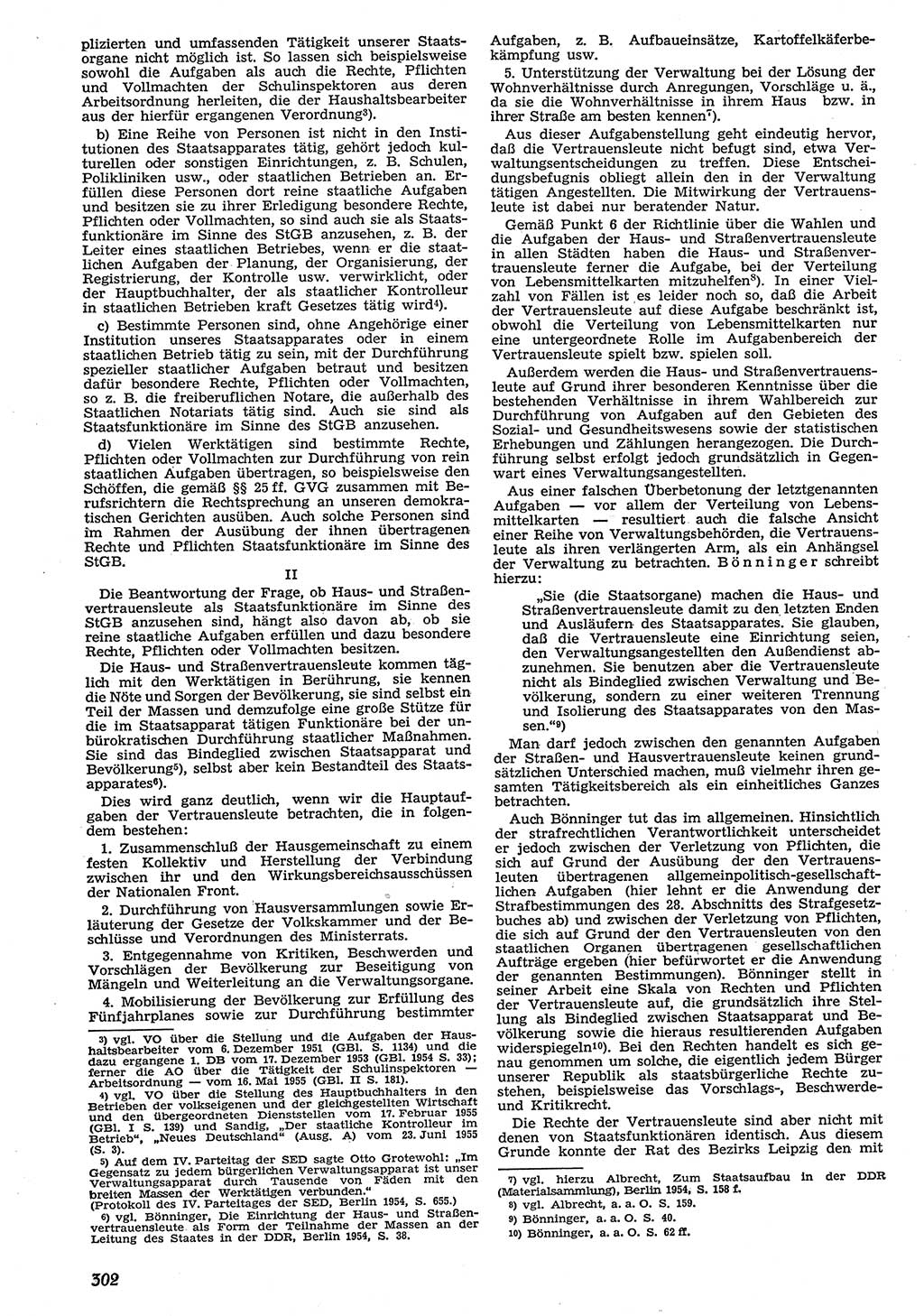 Neue Justiz (NJ), Zeitschrift für Recht und Rechtswissenschaft [Deutsche Demokratische Republik (DDR)], 10. Jahrgang 1956, Seite 302 (NJ DDR 1956, S. 302)