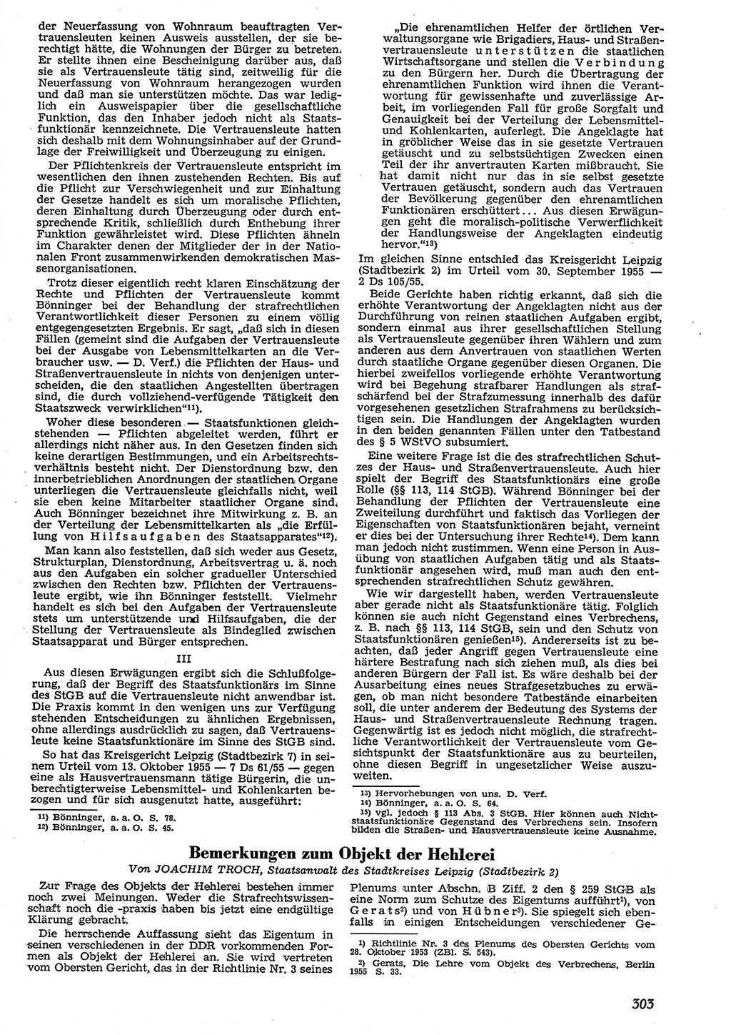 Neue Justiz (NJ), Zeitschrift für Recht und Rechtswissenschaft [Deutsche Demokratische Republik (DDR)], 10. Jahrgang 1956, Seite 303 (NJ DDR 1956, S. 303)