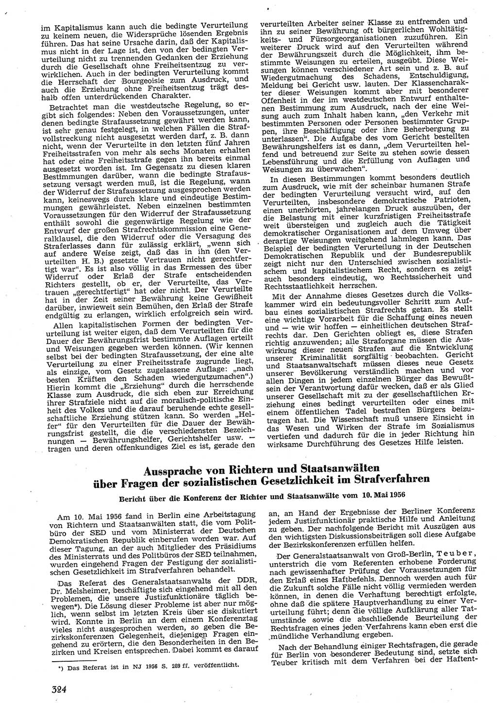 Neue Justiz (NJ), Zeitschrift für Recht und Rechtswissenschaft [Deutsche Demokratische Republik (DDR)], 10. Jahrgang 1956, Seite 324 (NJ DDR 1956, S. 324)