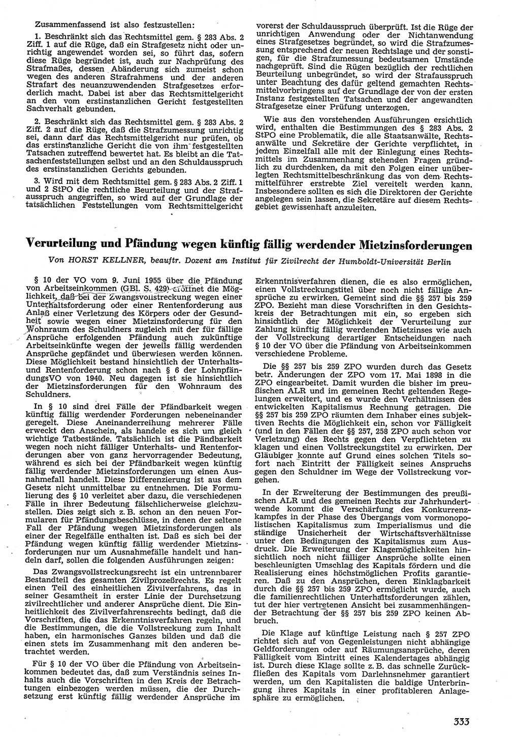 Neue Justiz (NJ), Zeitschrift für Recht und Rechtswissenschaft [Deutsche Demokratische Republik (DDR)], 10. Jahrgang 1956, Seite 333 (NJ DDR 1956, S. 333)