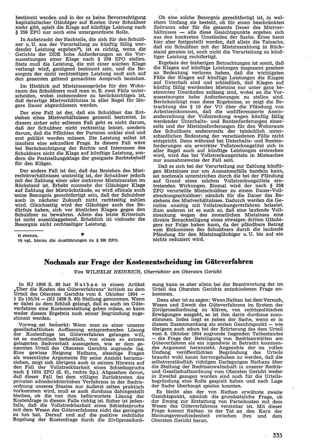 Neue Justiz (NJ), Zeitschrift für Recht und Rechtswissenschaft [Deutsche Demokratische Republik (DDR)], 10. Jahrgang 1956, Seite 335 (NJ DDR 1956, S. 335)