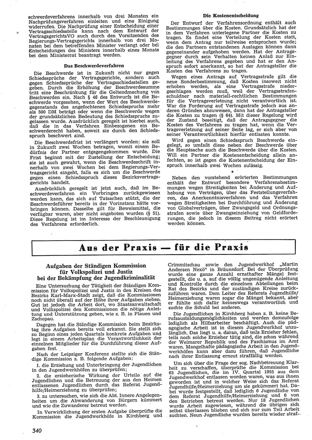 Neue Justiz (NJ), Zeitschrift für Recht und Rechtswissenschaft [Deutsche Demokratische Republik (DDR)], 10. Jahrgang 1956, Seite 340 (NJ DDR 1956, S. 340)