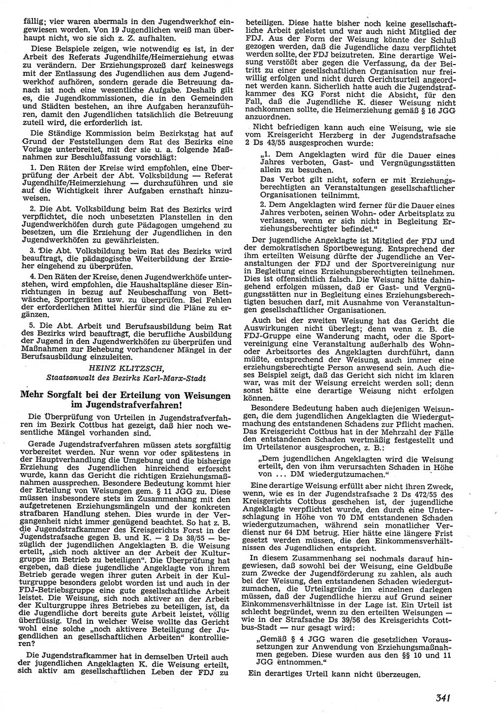 Neue Justiz (NJ), Zeitschrift für Recht und Rechtswissenschaft [Deutsche Demokratische Republik (DDR)], 10. Jahrgang 1956, Seite 341 (NJ DDR 1956, S. 341)