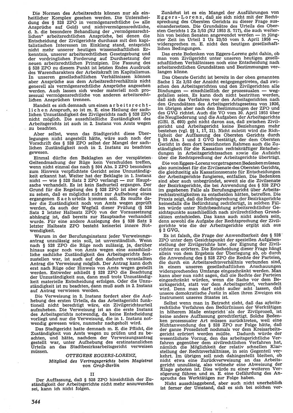Neue Justiz (NJ), Zeitschrift für Recht und Rechtswissenschaft [Deutsche Demokratische Republik (DDR)], 10. Jahrgang 1956, Seite 344 (NJ DDR 1956, S. 344)