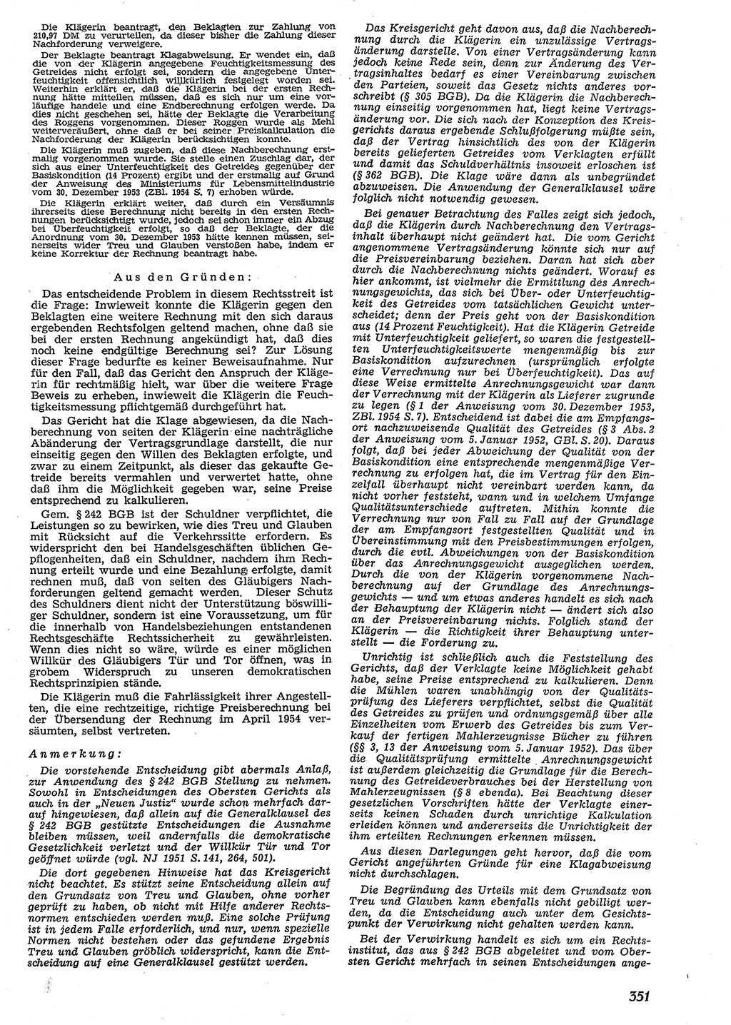 Neue Justiz (NJ), Zeitschrift für Recht und Rechtswissenschaft [Deutsche Demokratische Republik (DDR)], 10. Jahrgang 1956, Seite 351 (NJ DDR 1956, S. 351)