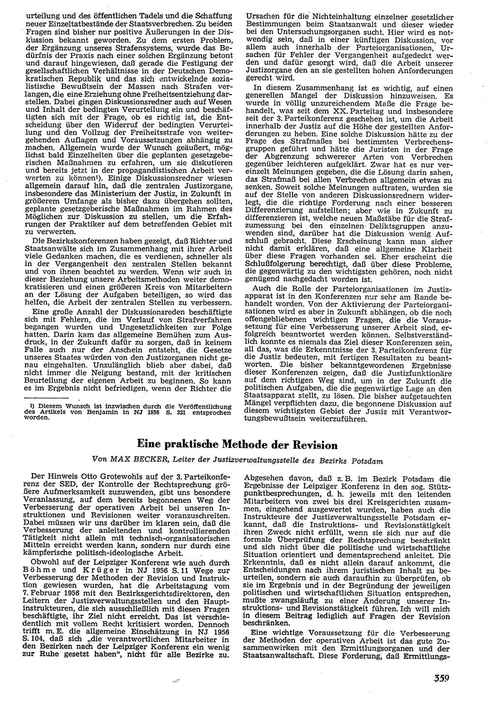 Neue Justiz (NJ), Zeitschrift für Recht und Rechtswissenschaft [Deutsche Demokratische Republik (DDR)], 10. Jahrgang 1956, Seite 359 (NJ DDR 1956, S. 359)