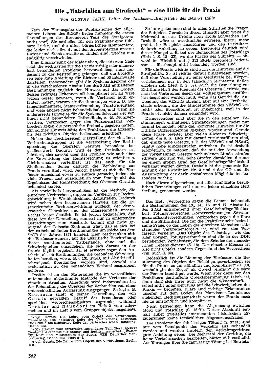 Neue Justiz (NJ), Zeitschrift für Recht und Rechtswissenschaft [Deutsche Demokratische Republik (DDR)], 10. Jahrgang 1956, Seite 362 (NJ DDR 1956, S. 362)