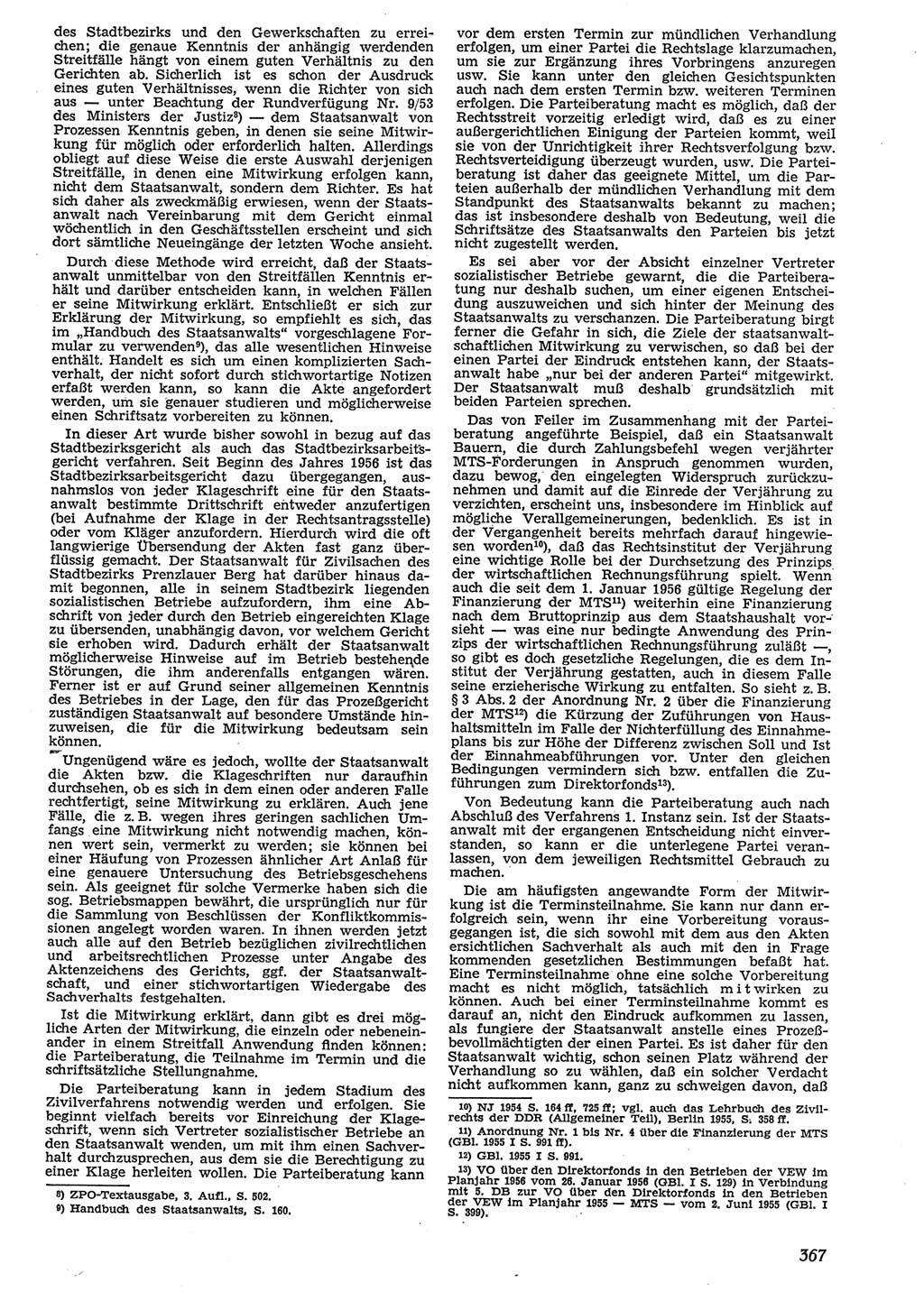 Neue Justiz (NJ), Zeitschrift für Recht und Rechtswissenschaft [Deutsche Demokratische Republik (DDR)], 10. Jahrgang 1956, Seite 367 (NJ DDR 1956, S. 367)