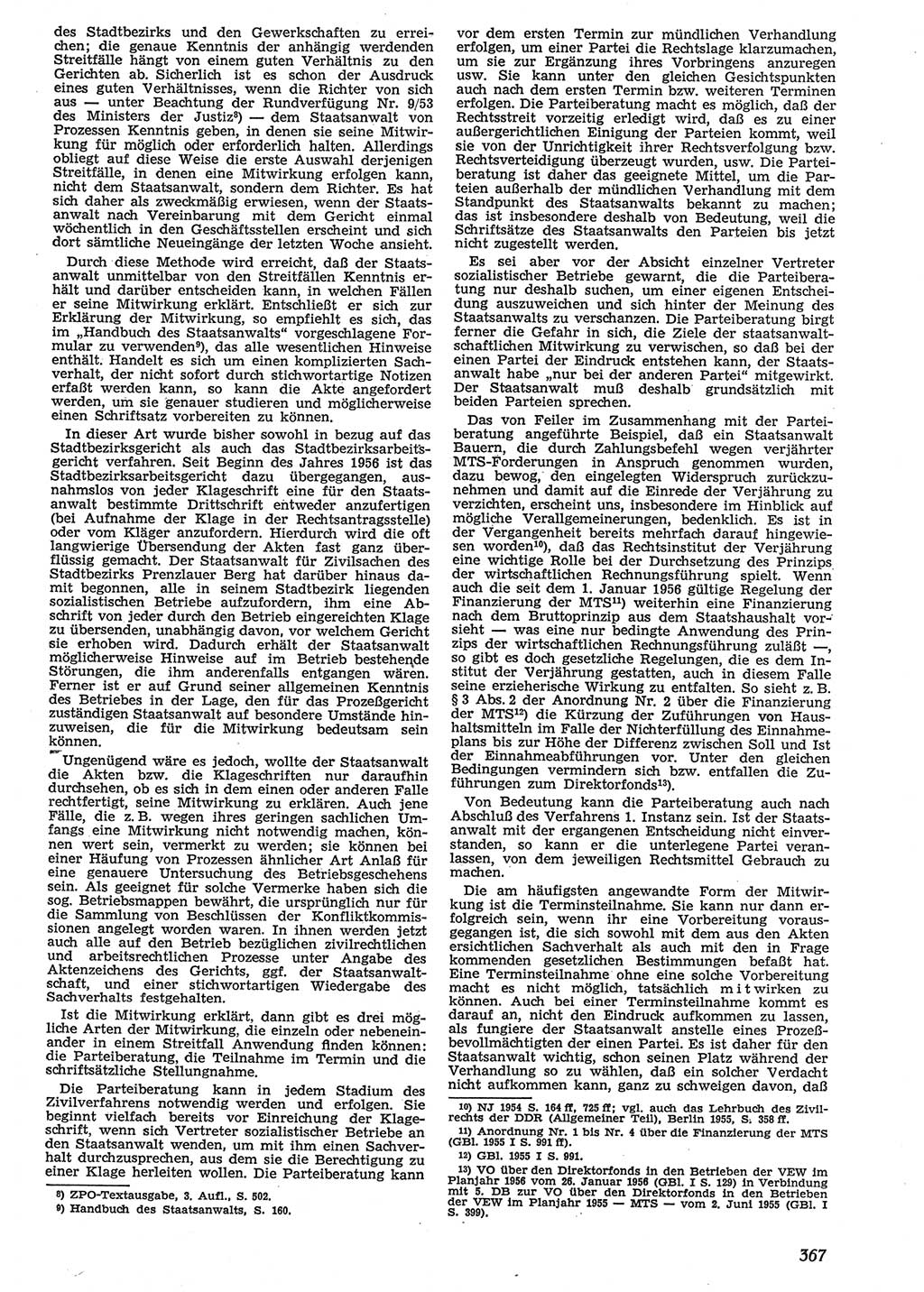 Neue Justiz (NJ), Zeitschrift für Recht und Rechtswissenschaft [Deutsche Demokratische Republik (DDR)], 10. Jahrgang 1956, Seite 367 (NJ DDR 1956, S. 367)