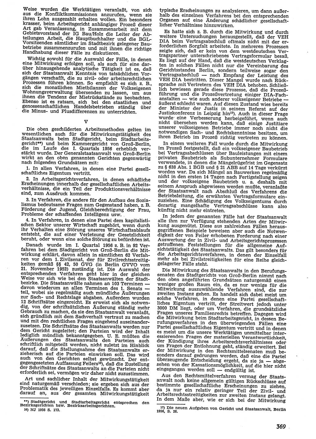 Neue Justiz (NJ), Zeitschrift für Recht und Rechtswissenschaft [Deutsche Demokratische Republik (DDR)], 10. Jahrgang 1956, Seite 369 (NJ DDR 1956, S. 369)