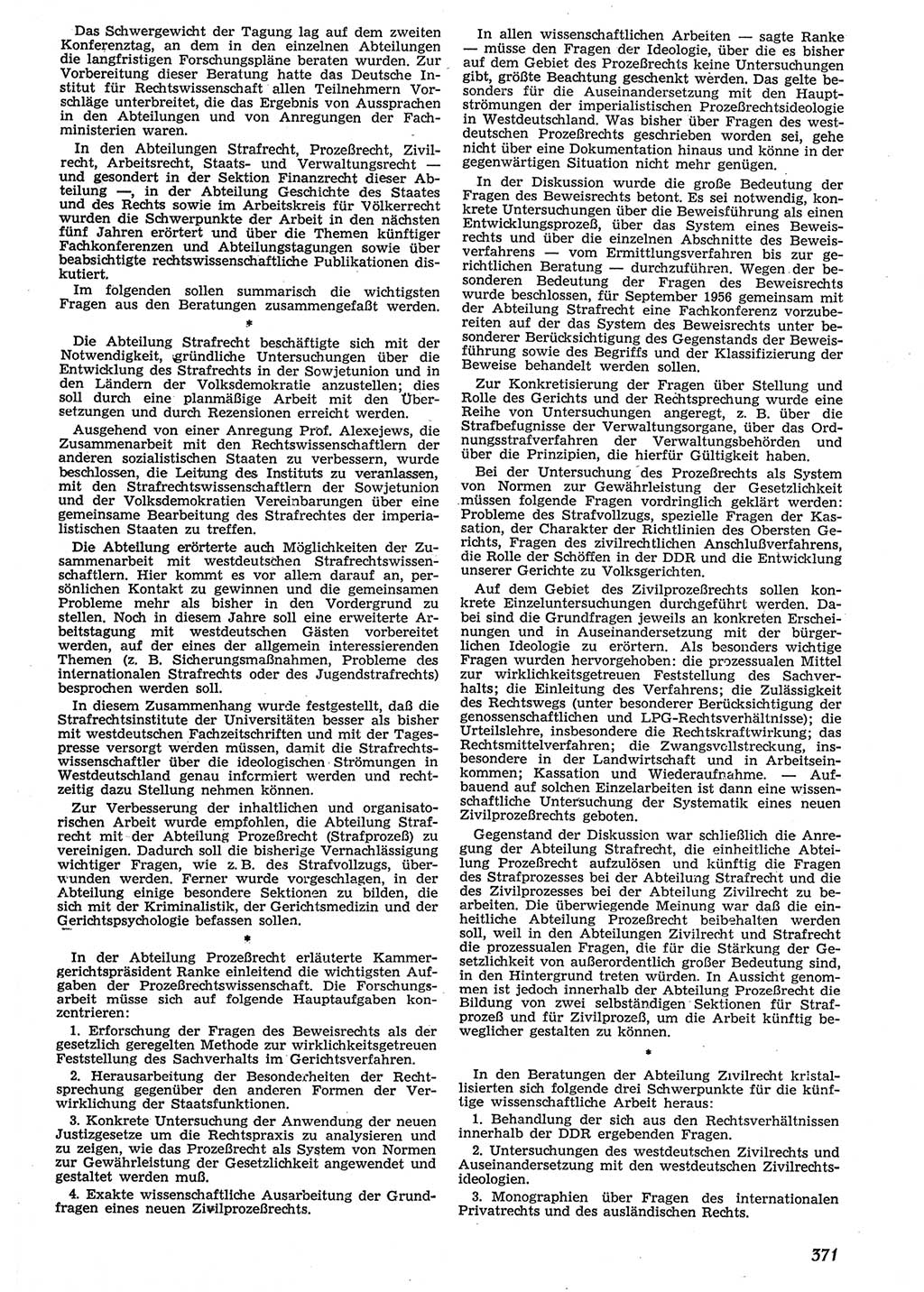 Neue Justiz (NJ), Zeitschrift für Recht und Rechtswissenschaft [Deutsche Demokratische Republik (DDR)], 10. Jahrgang 1956, Seite 371 (NJ DDR 1956, S. 371)