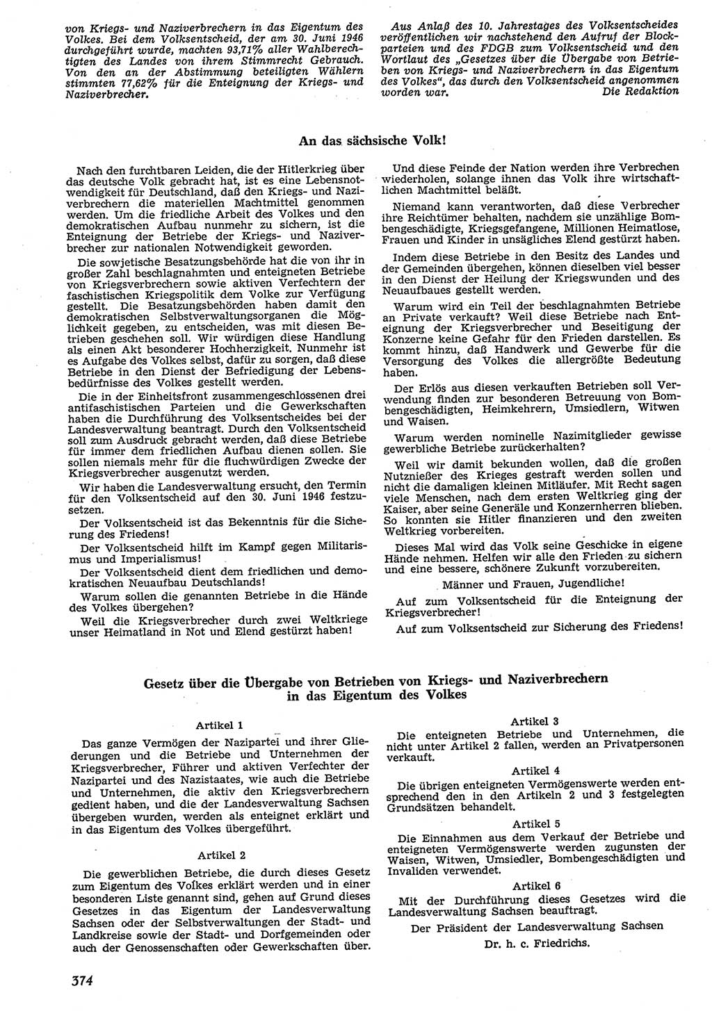 Neue Justiz (NJ), Zeitschrift für Recht und Rechtswissenschaft [Deutsche Demokratische Republik (DDR)], 10. Jahrgang 1956, Seite 374 (NJ DDR 1956, S. 374)