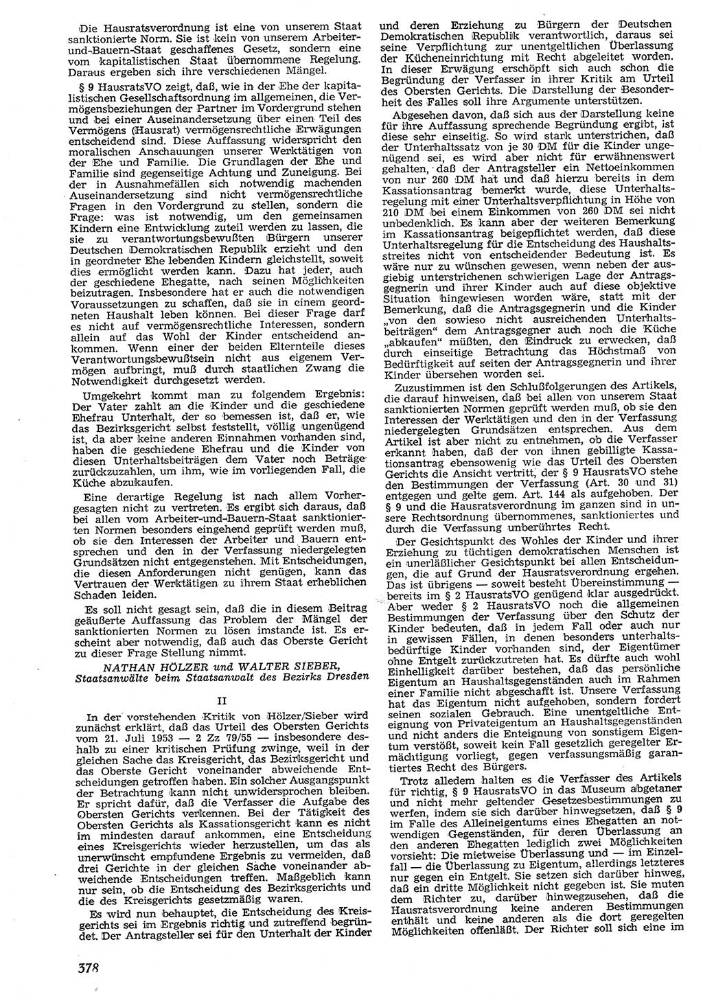 Neue Justiz (NJ), Zeitschrift für Recht und Rechtswissenschaft [Deutsche Demokratische Republik (DDR)], 10. Jahrgang 1956, Seite 378 (NJ DDR 1956, S. 378)