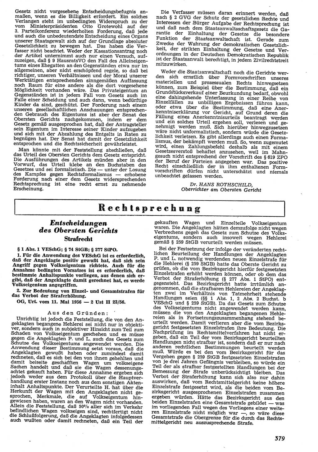 Neue Justiz (NJ), Zeitschrift für Recht und Rechtswissenschaft [Deutsche Demokratische Republik (DDR)], 10. Jahrgang 1956, Seite 379 (NJ DDR 1956, S. 379)