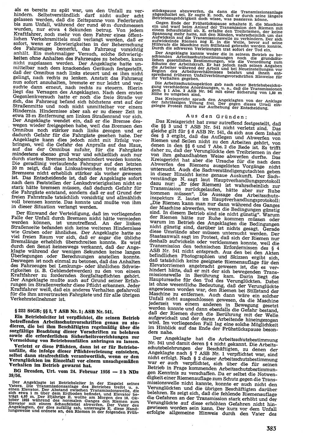 Neue Justiz (NJ), Zeitschrift für Recht und Rechtswissenschaft [Deutsche Demokratische Republik (DDR)], 10. Jahrgang 1956, Seite 383 (NJ DDR 1956, S. 383)