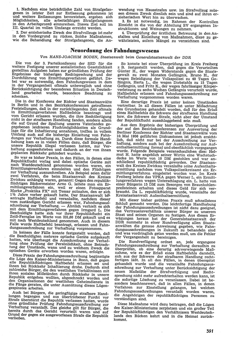 Neue Justiz (NJ), Zeitschrift für Recht und Rechtswissenschaft [Deutsche Demokratische Republik (DDR)], 10. Jahrgang 1956, Seite 391 (NJ DDR 1956, S. 391)