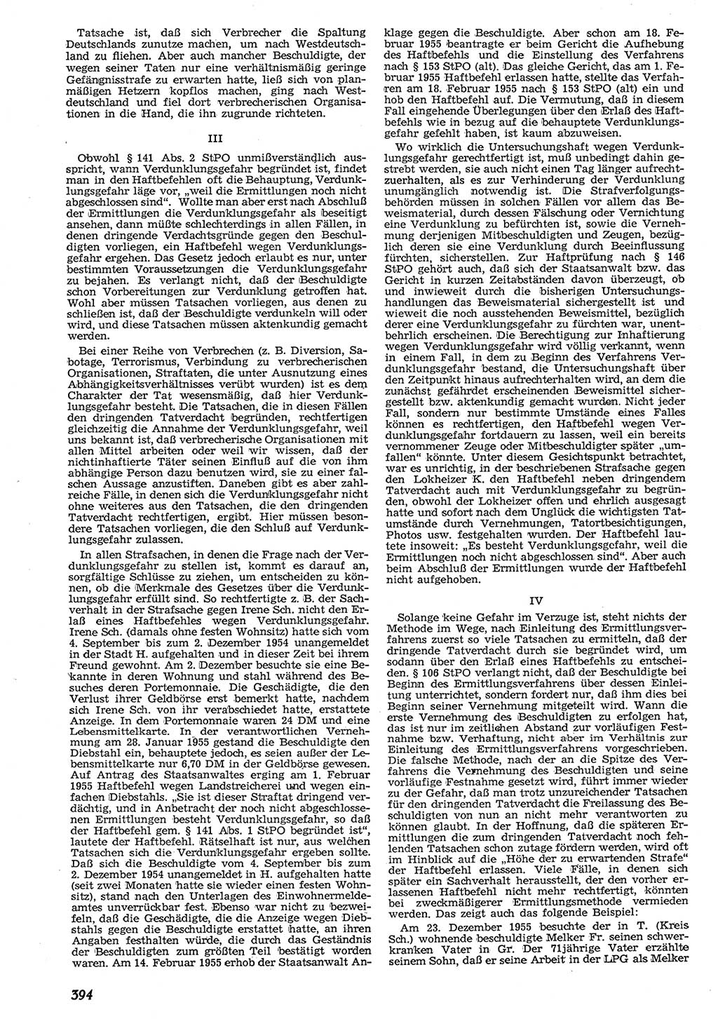 Neue Justiz (NJ), Zeitschrift für Recht und Rechtswissenschaft [Deutsche Demokratische Republik (DDR)], 10. Jahrgang 1956, Seite 394 (NJ DDR 1956, S. 394)