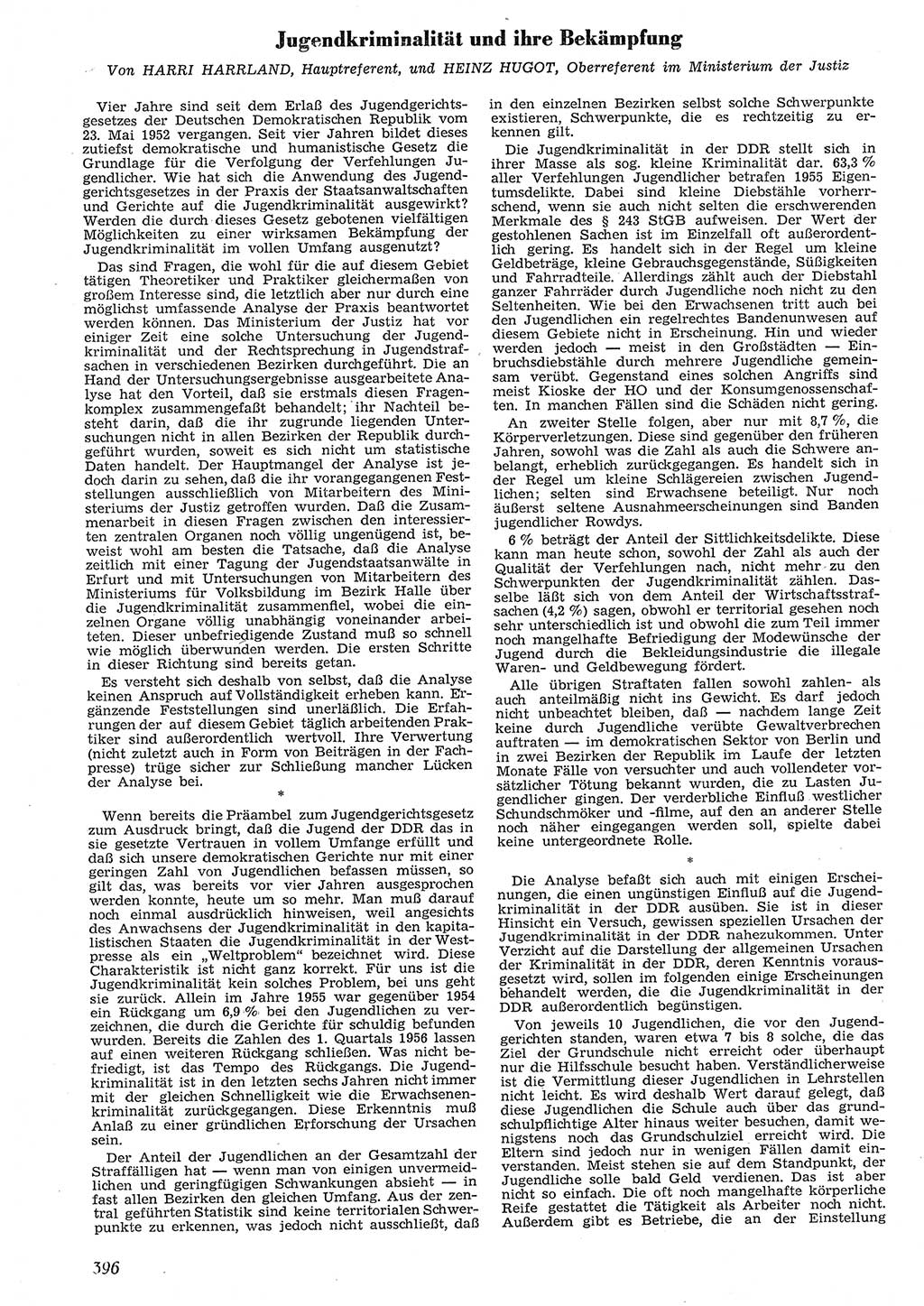 Neue Justiz (NJ), Zeitschrift für Recht und Rechtswissenschaft [Deutsche Demokratische Republik (DDR)], 10. Jahrgang 1956, Seite 396 (NJ DDR 1956, S. 396)
