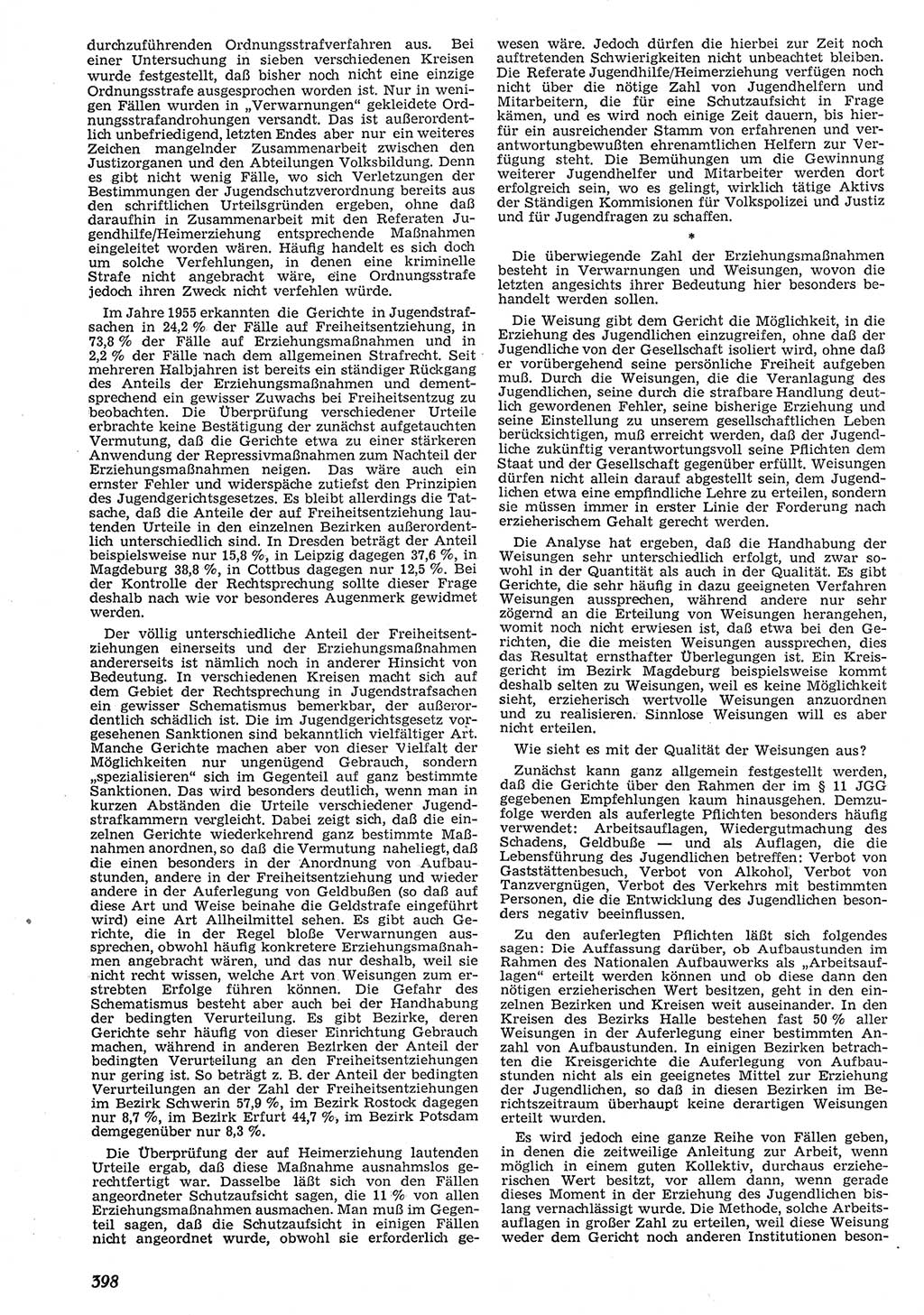 Neue Justiz (NJ), Zeitschrift für Recht und Rechtswissenschaft [Deutsche Demokratische Republik (DDR)], 10. Jahrgang 1956, Seite 398 (NJ DDR 1956, S. 398)