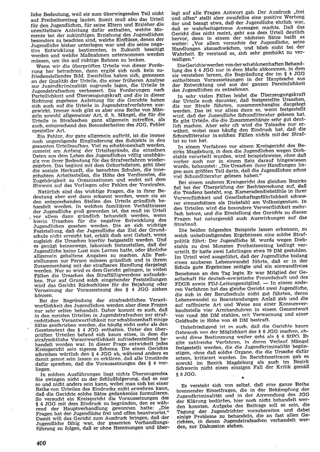 Neue Justiz (NJ), Zeitschrift für Recht und Rechtswissenschaft [Deutsche Demokratische Republik (DDR)], 10. Jahrgang 1956, Seite 400 (NJ DDR 1956, S. 400)