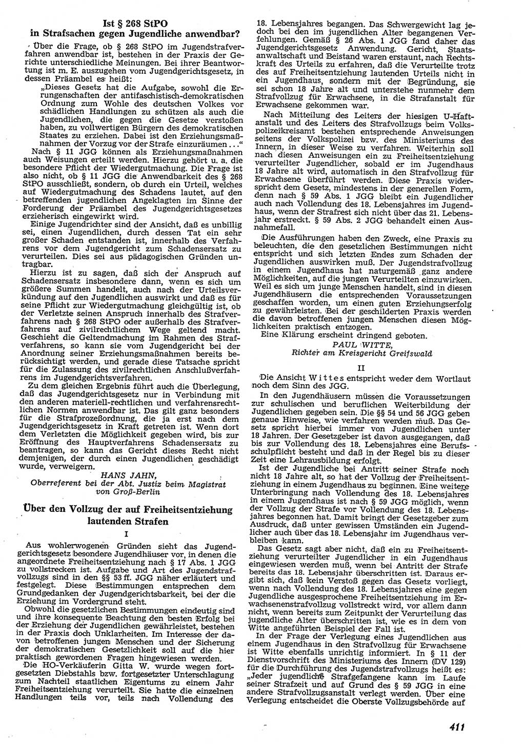 Neue Justiz (NJ), Zeitschrift für Recht und Rechtswissenschaft [Deutsche Demokratische Republik (DDR)], 10. Jahrgang 1956, Seite 411 (NJ DDR 1956, S. 411)