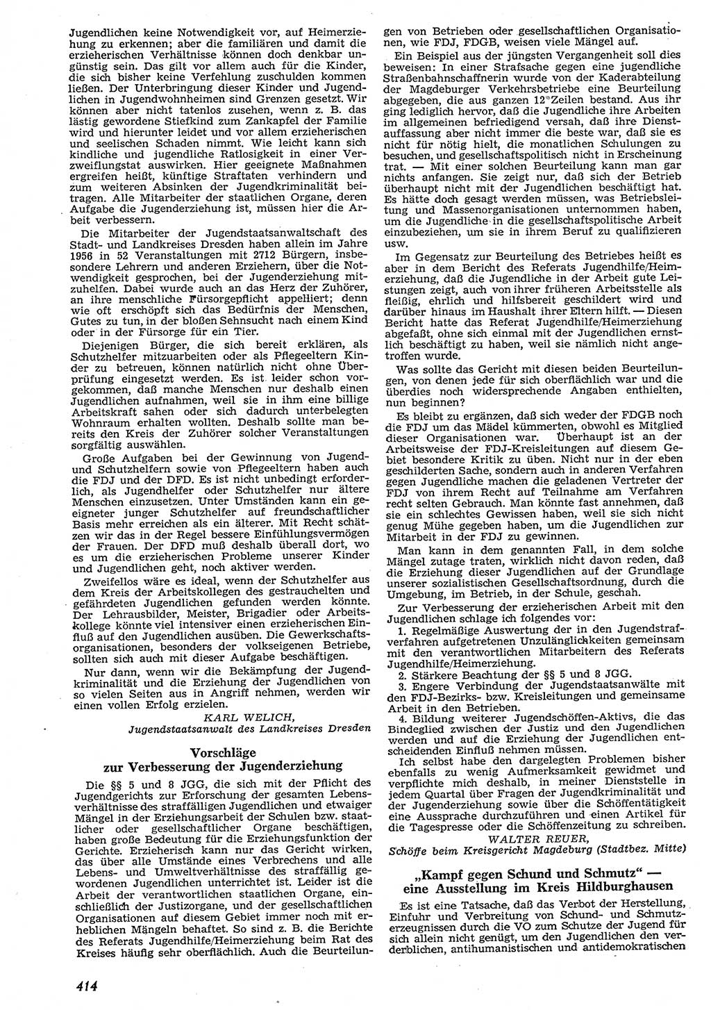 Neue Justiz (NJ), Zeitschrift für Recht und Rechtswissenschaft [Deutsche Demokratische Republik (DDR)], 10. Jahrgang 1956, Seite 414 (NJ DDR 1956, S. 414)