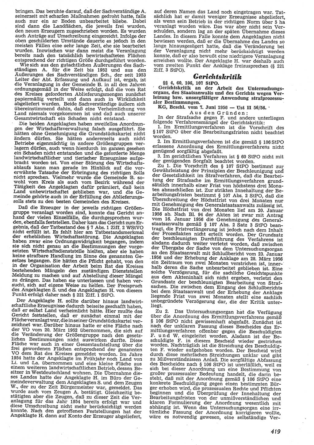Neue Justiz (NJ), Zeitschrift für Recht und Rechtswissenschaft [Deutsche Demokratische Republik (DDR)], 10. Jahrgang 1956, Seite 419 (NJ DDR 1956, S. 419)