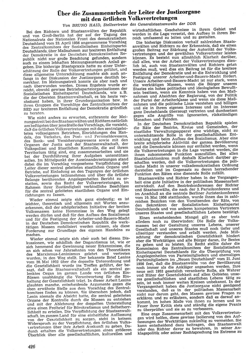 Neue Justiz (NJ), Zeitschrift für Recht und Rechtswissenschaft [Deutsche Demokratische Republik (DDR)], 10. Jahrgang 1956, Seite 426 (NJ DDR 1956, S. 426)