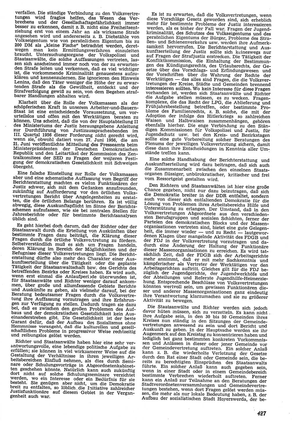 Neue Justiz (NJ), Zeitschrift für Recht und Rechtswissenschaft [Deutsche Demokratische Republik (DDR)], 10. Jahrgang 1956, Seite 427 (NJ DDR 1956, S. 427)
