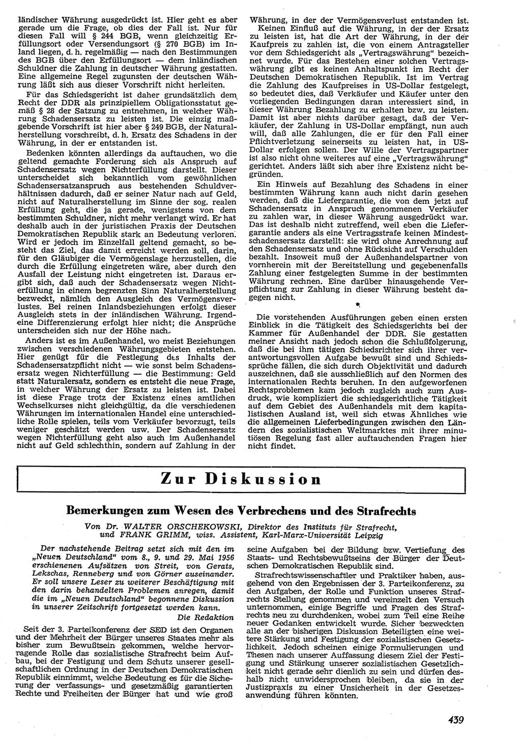 Neue Justiz (NJ), Zeitschrift für Recht und Rechtswissenschaft [Deutsche Demokratische Republik (DDR)], 10. Jahrgang 1956, Seite 439 (NJ DDR 1956, S. 439)