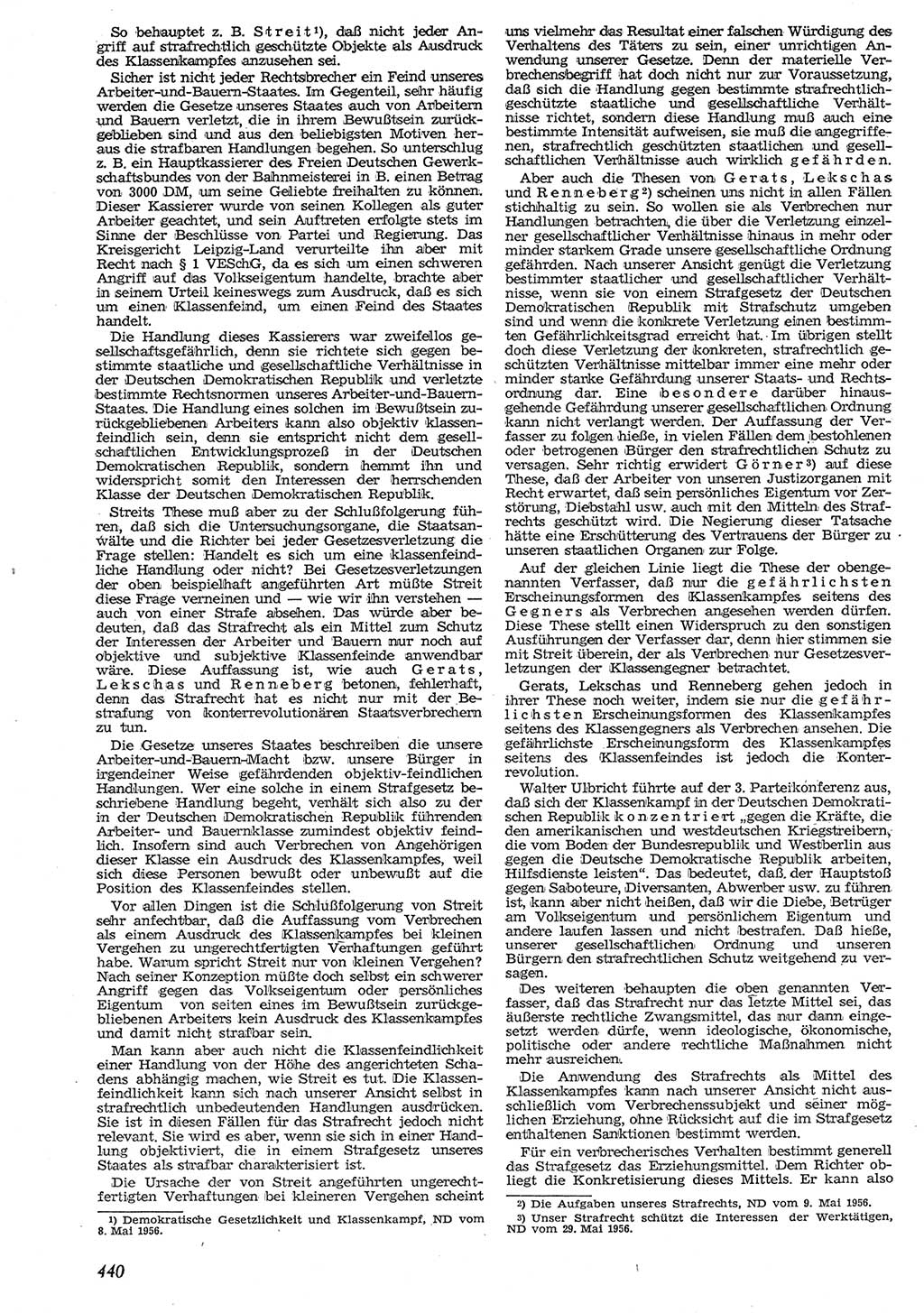 Neue Justiz (NJ), Zeitschrift für Recht und Rechtswissenschaft [Deutsche Demokratische Republik (DDR)], 10. Jahrgang 1956, Seite 440 (NJ DDR 1956, S. 440)