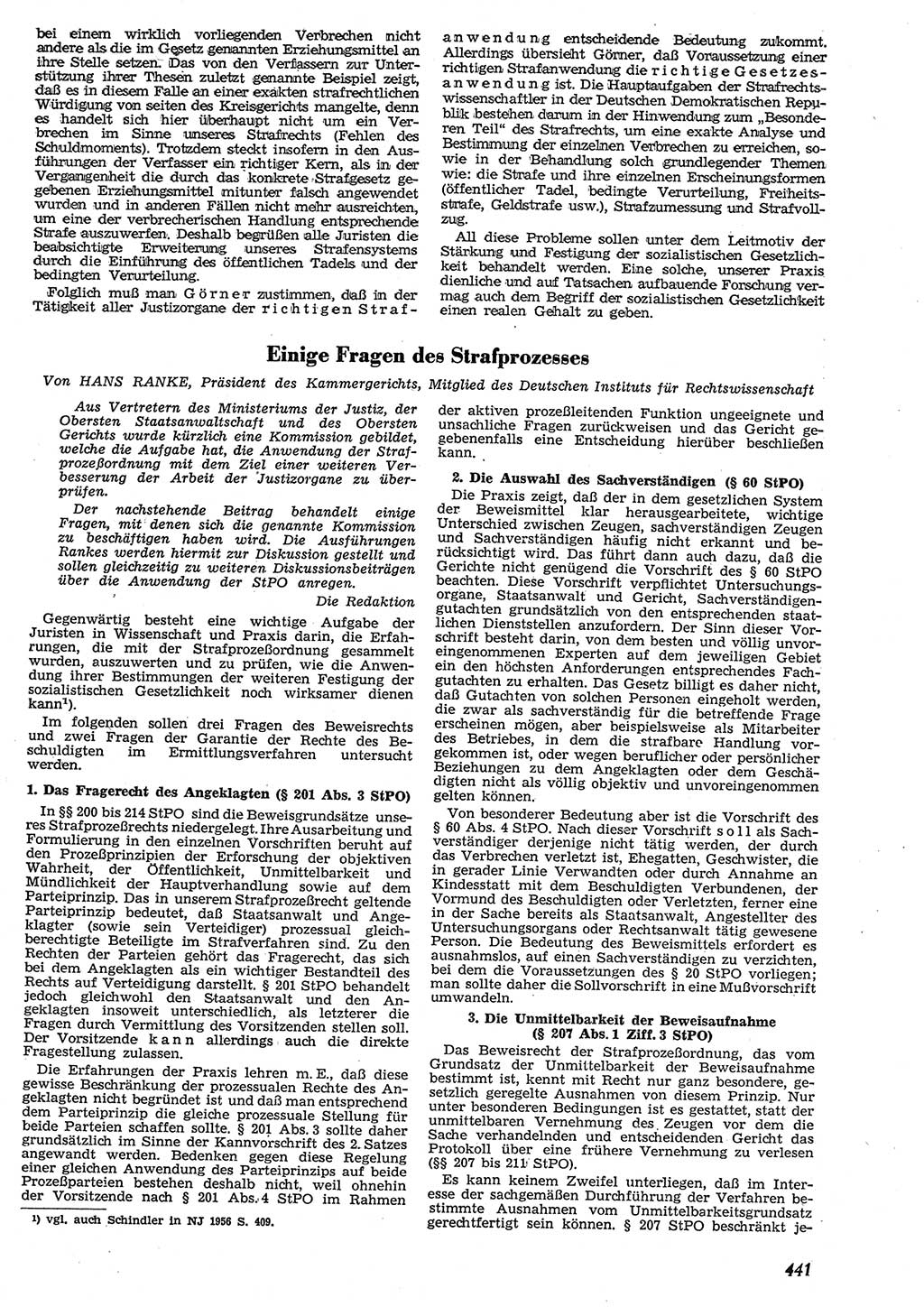 Neue Justiz (NJ), Zeitschrift für Recht und Rechtswissenschaft [Deutsche Demokratische Republik (DDR)], 10. Jahrgang 1956, Seite 441 (NJ DDR 1956, S. 441)