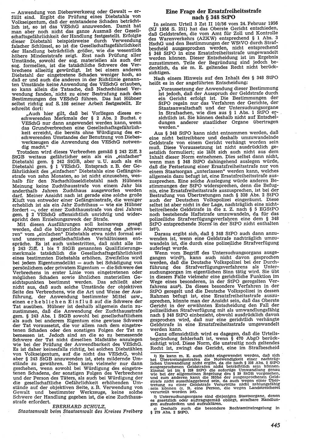 Neue Justiz (NJ), Zeitschrift für Recht und Rechtswissenschaft [Deutsche Demokratische Republik (DDR)], 10. Jahrgang 1956, Seite 445 (NJ DDR 1956, S. 445)