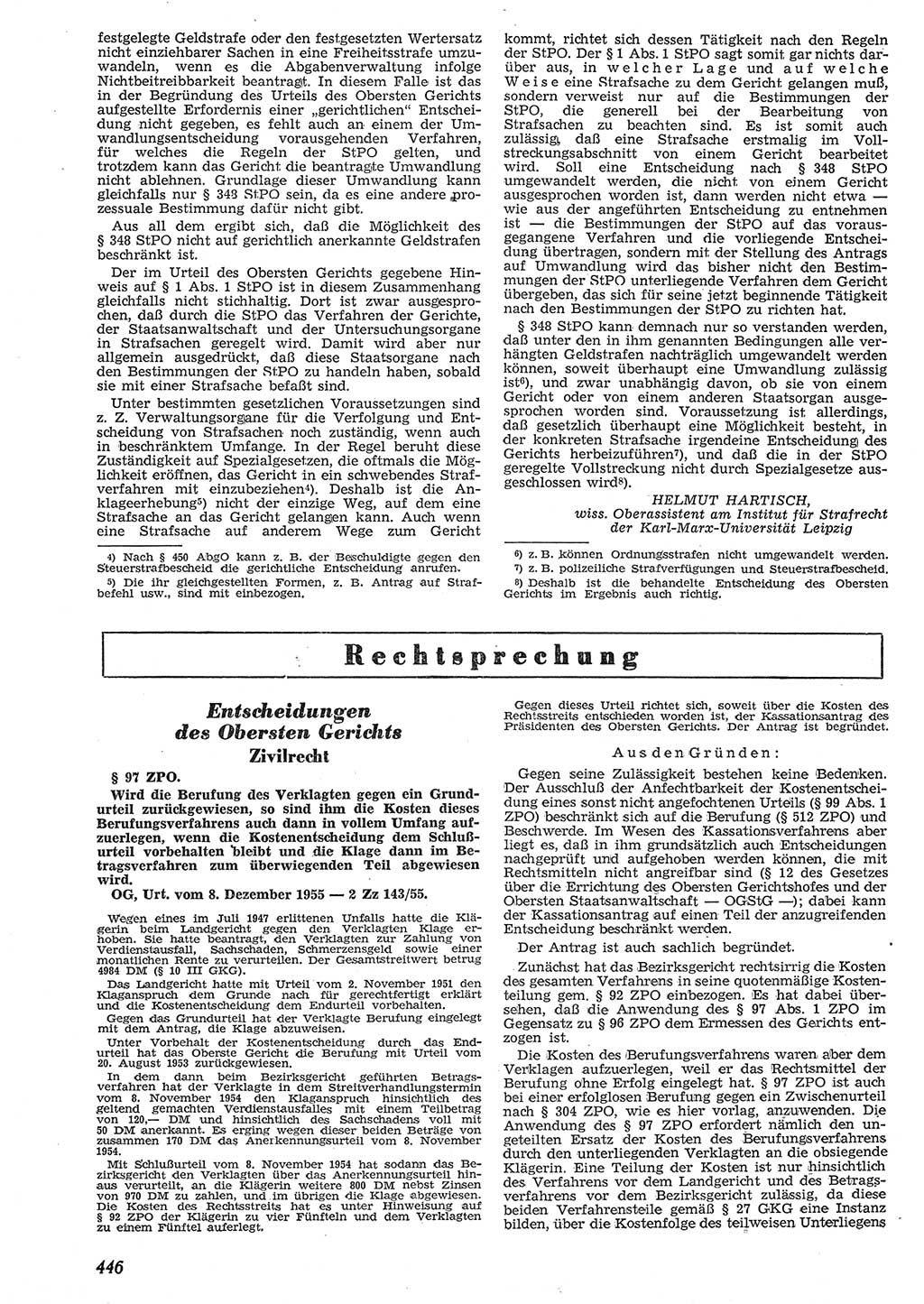 Neue Justiz (NJ), Zeitschrift für Recht und Rechtswissenschaft [Deutsche Demokratische Republik (DDR)], 10. Jahrgang 1956, Seite 446 (NJ DDR 1956, S. 446)