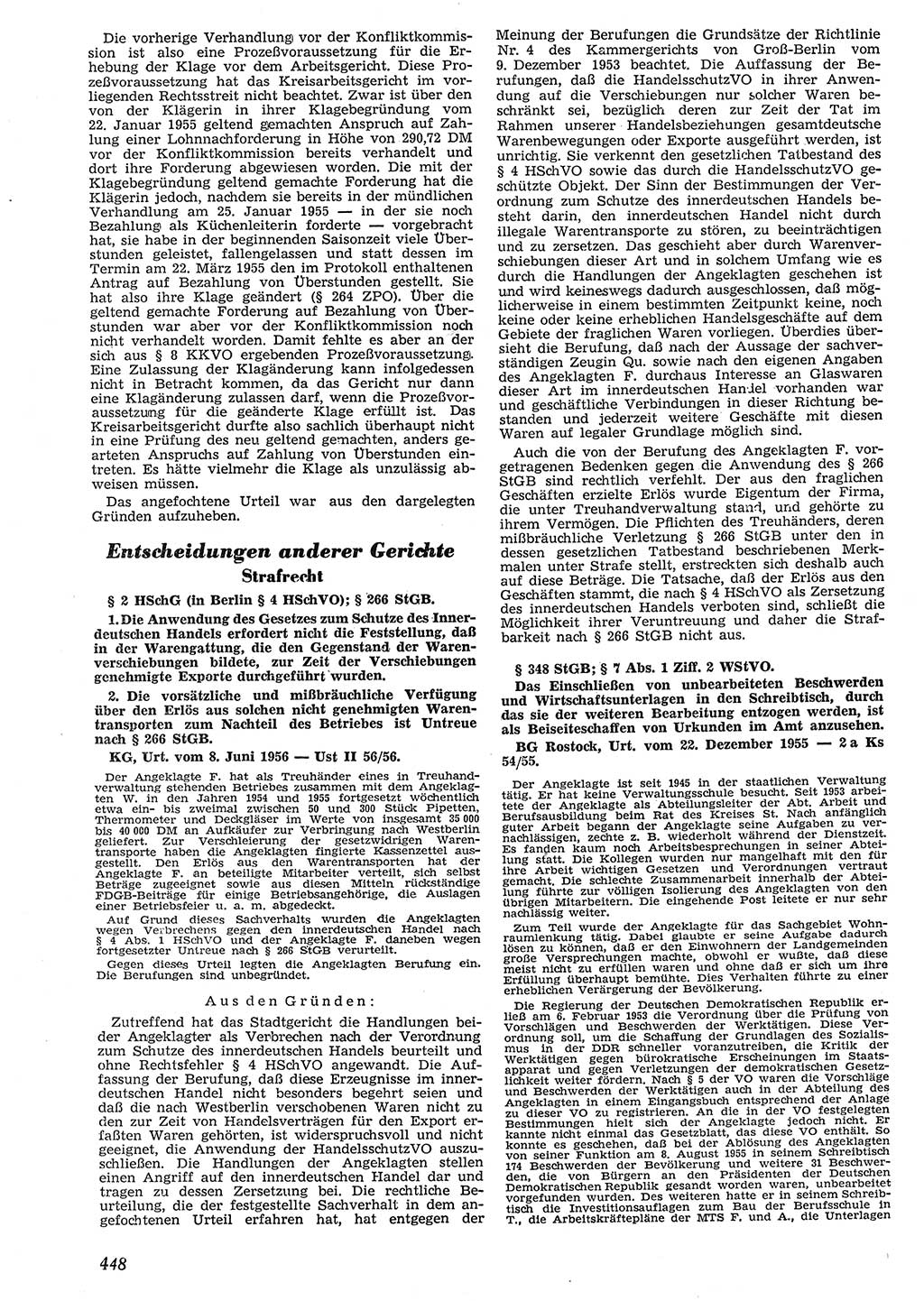 Neue Justiz (NJ), Zeitschrift für Recht und Rechtswissenschaft [Deutsche Demokratische Republik (DDR)], 10. Jahrgang 1956, Seite 448 (NJ DDR 1956, S. 448)