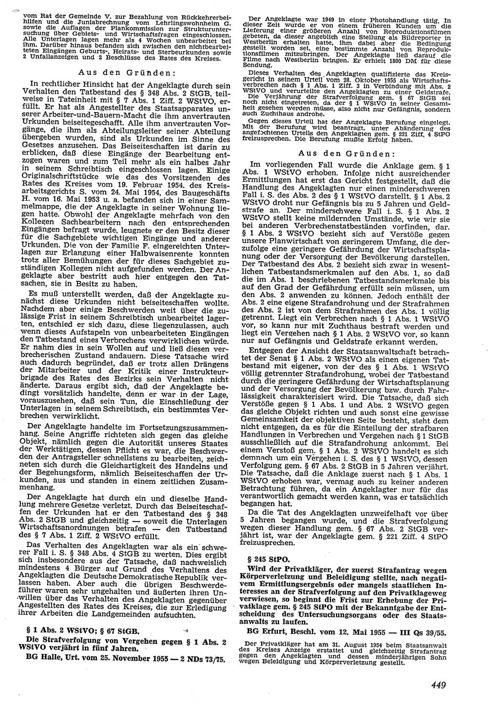 Neue Justiz (NJ), Zeitschrift für Recht und Rechtswissenschaft [Deutsche Demokratische Republik (DDR)], 10. Jahrgang 1956, Seite 449 (NJ DDR 1956, S. 449)